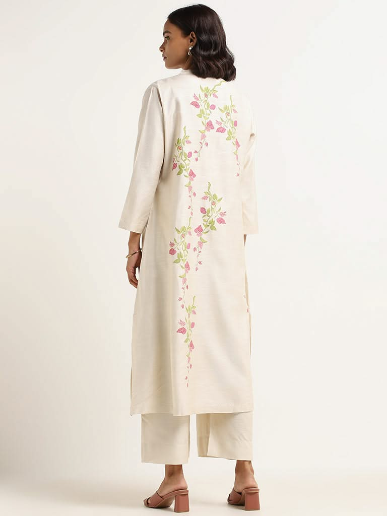 Zuba Off-White Printed Kurta