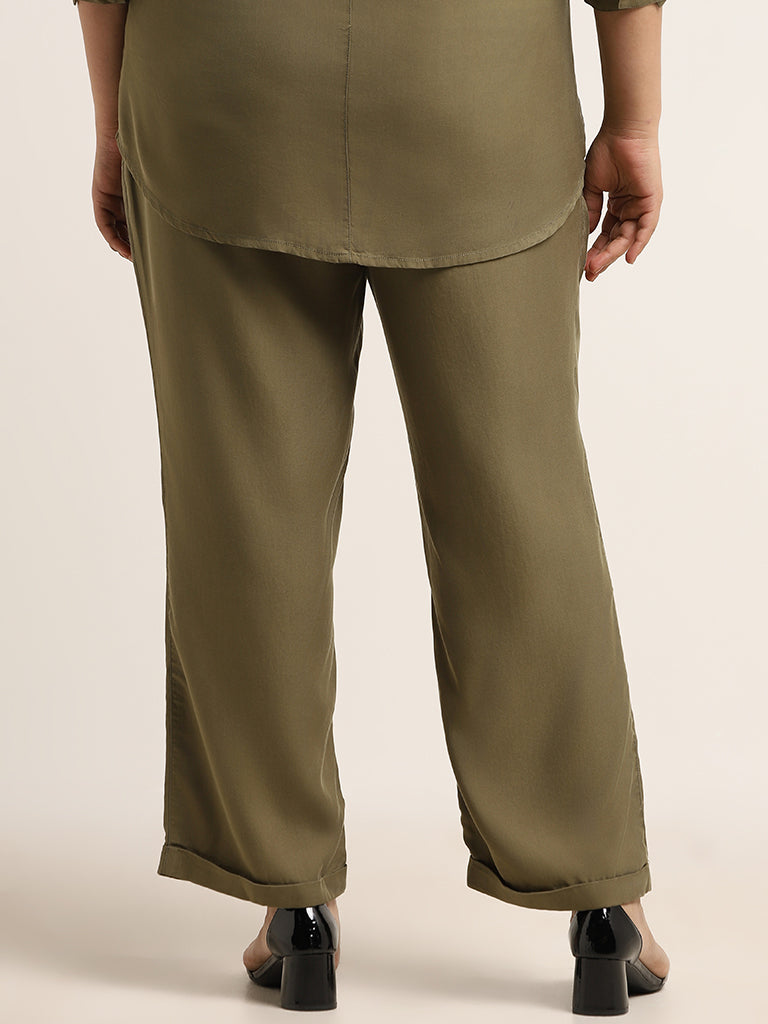 Gia Olive Green Straight Pants