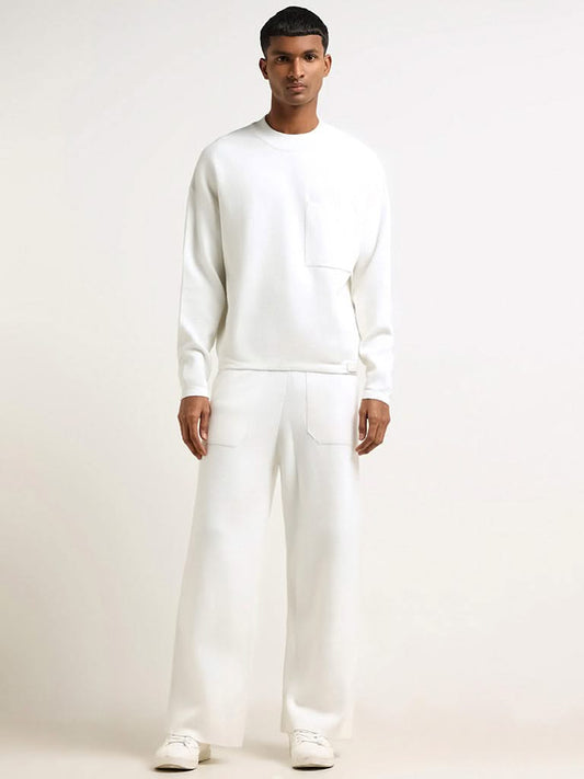 Studiofit White Relaxed Fit Track Pants