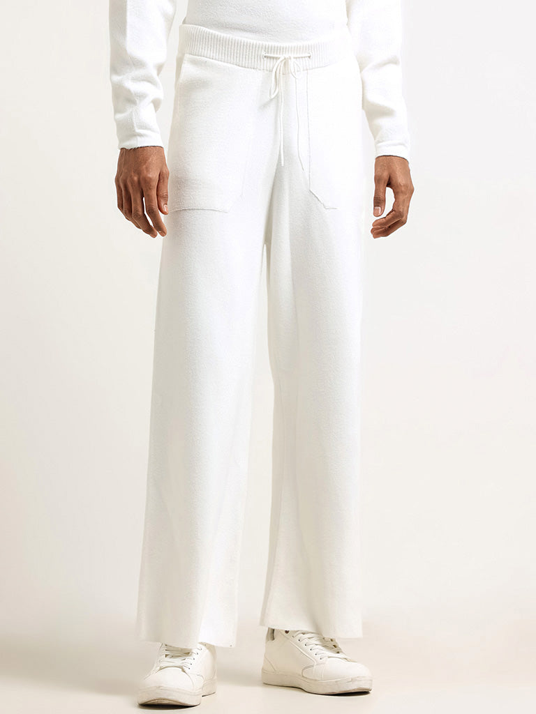 Studiofit White Relaxed Fit Track Pants