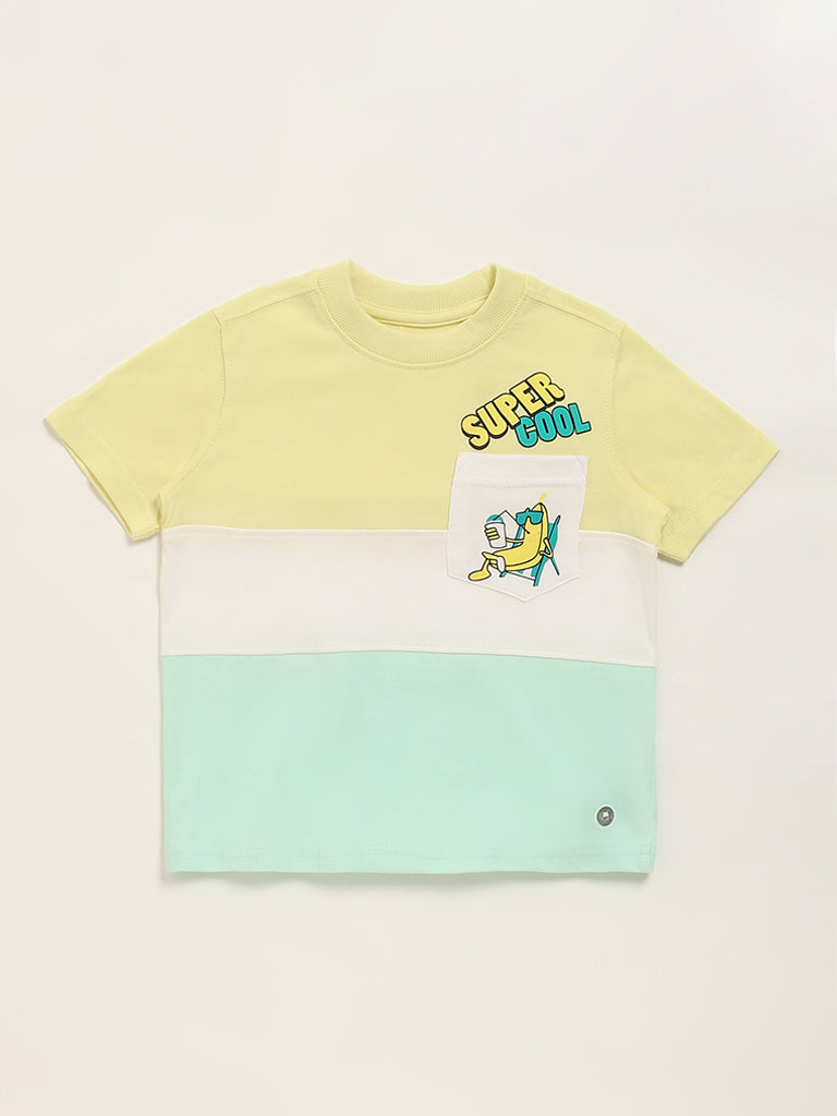 HOP Kids Multicolor Color-Block Printed T-Shirt