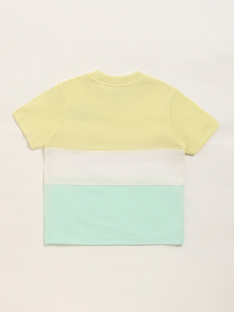 HOP Kids Multicolor Color-Block Printed T-Shirt