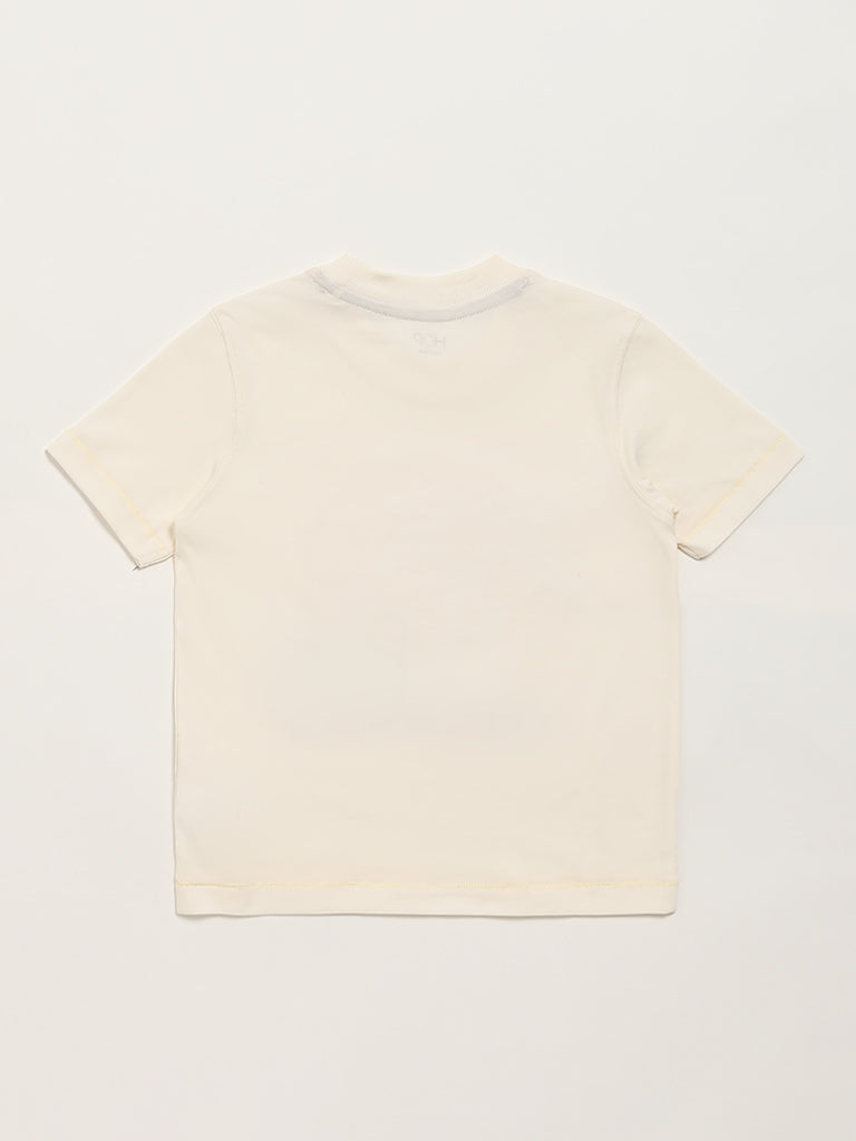 HOP Kids Cream Sunset Palms Print T-Shirt