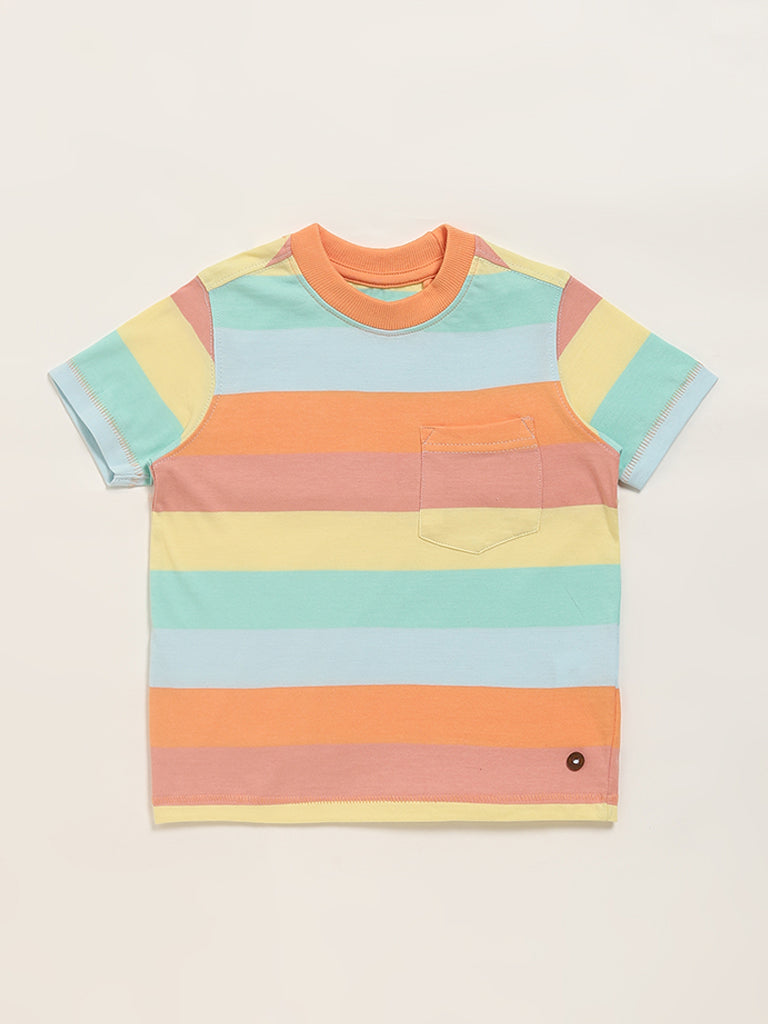 HOP Kids Multicolor Striped T-Shirt