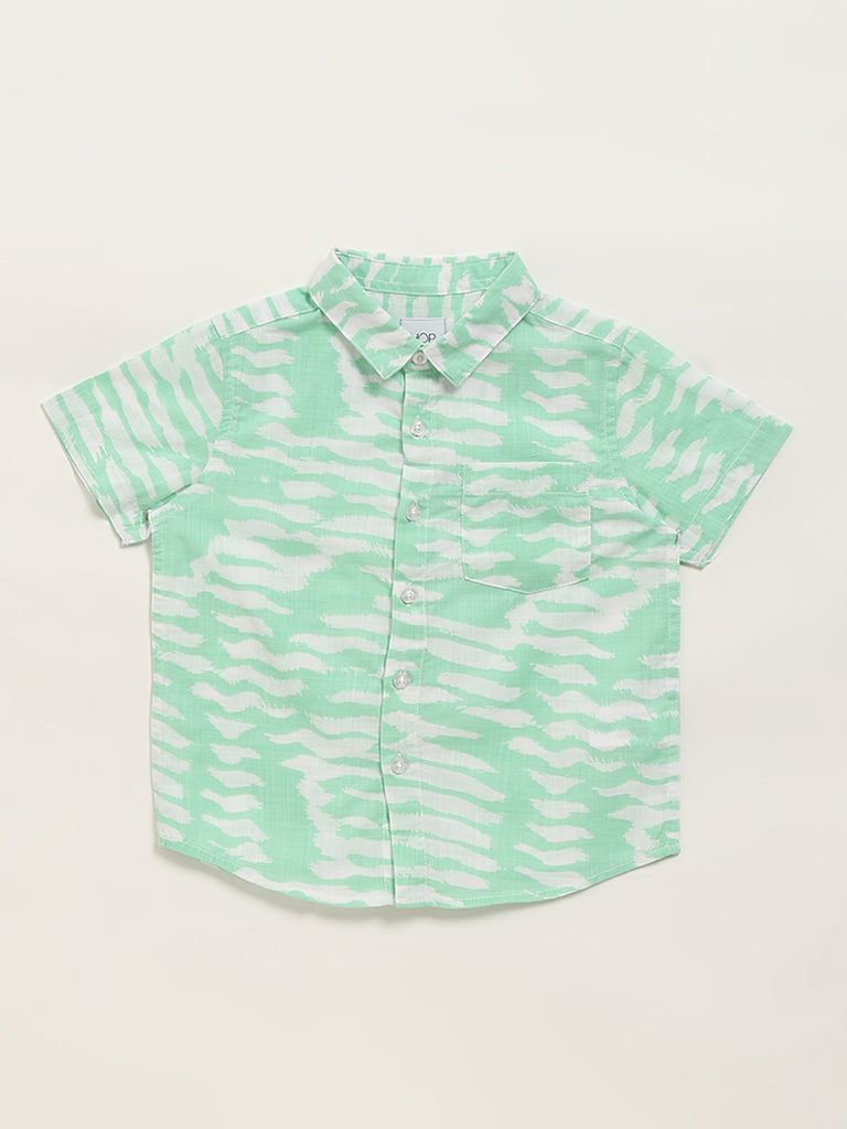 HOP Kids Green Patterned Shirt