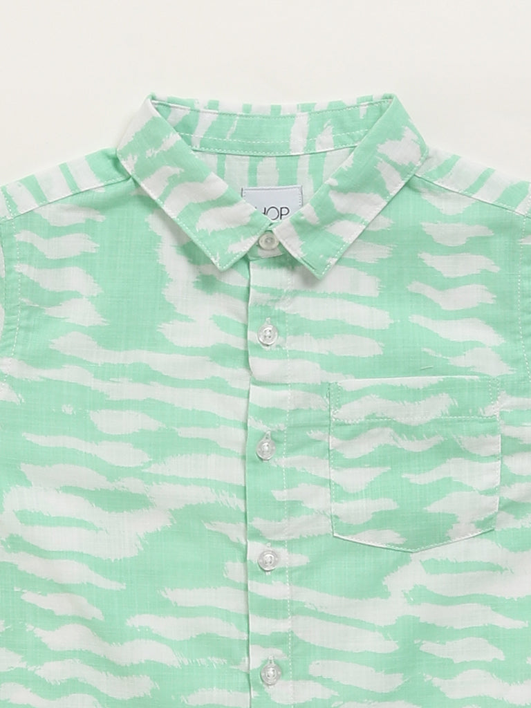 HOP Kids Green Patterned Shirt