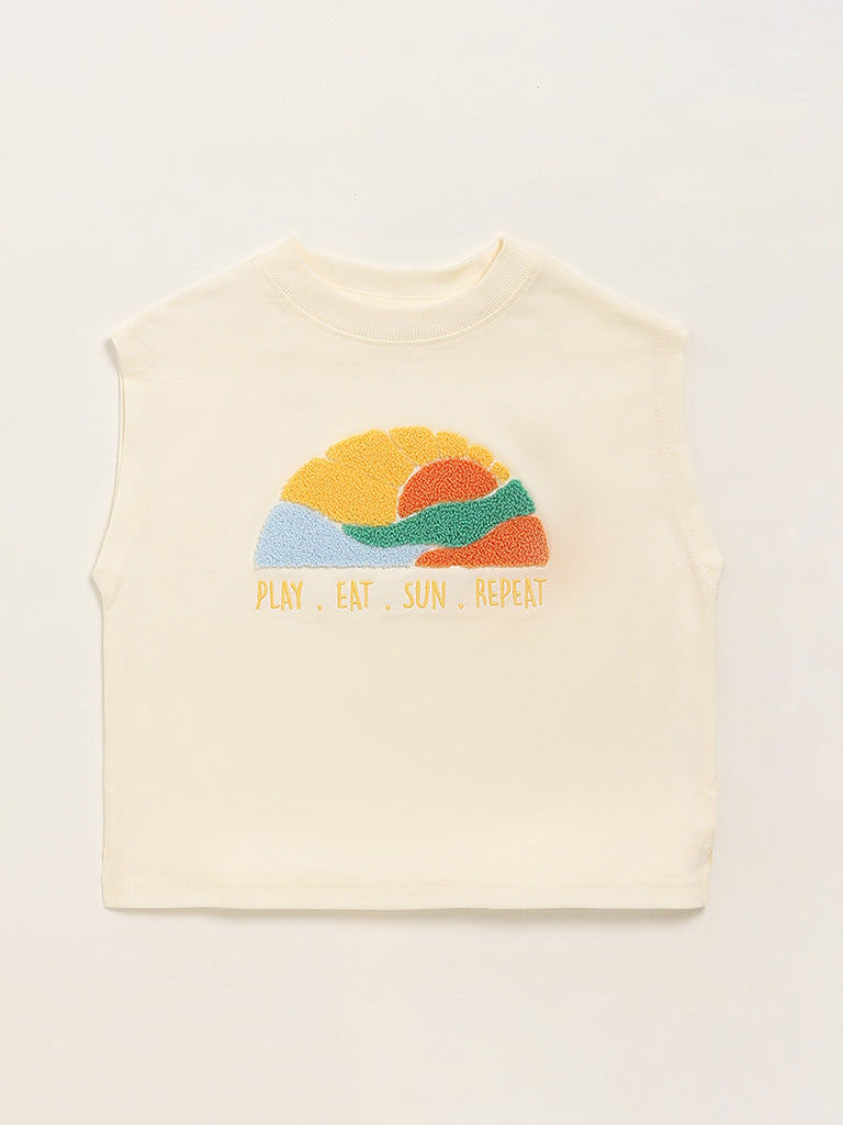 HOP Kids Off-White Motif T-Shirt