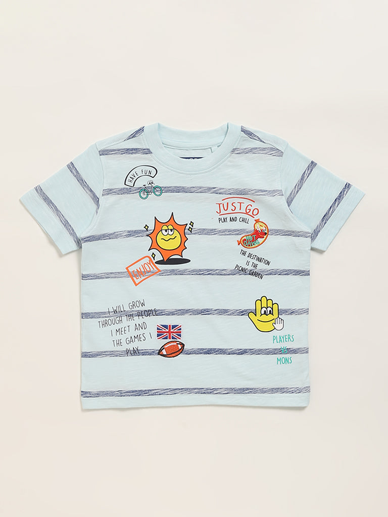 HOP Kids Graphic Print Blue T-Shirt