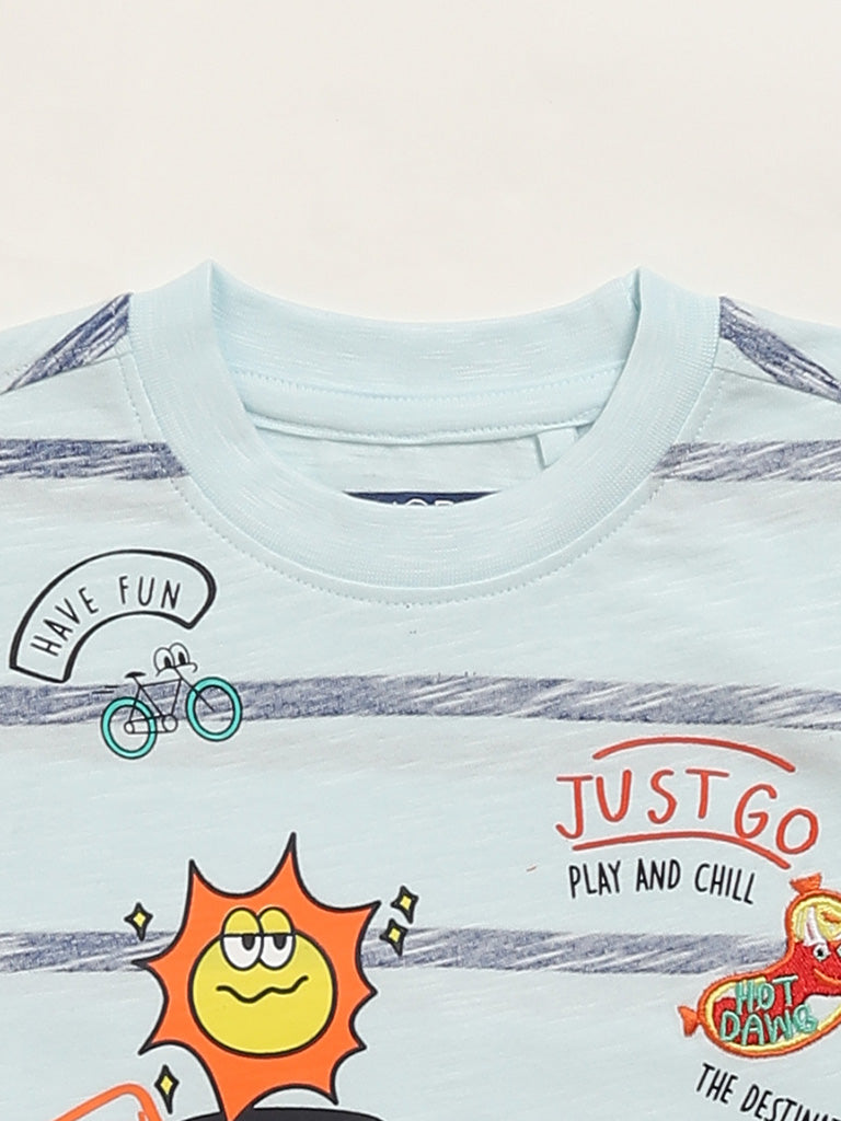 HOP Kids Graphic Print Blue T-Shirt