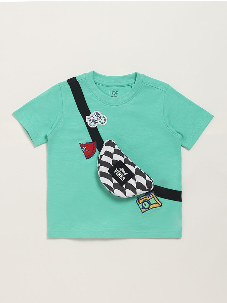 HOP Kids Mint Green Printed T-Shirt