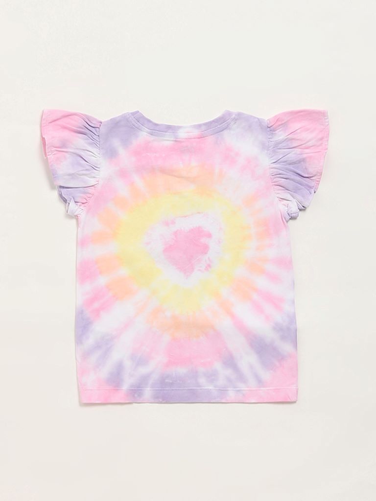 HOP Kids Multicolour Tie & Dye Embellished Top