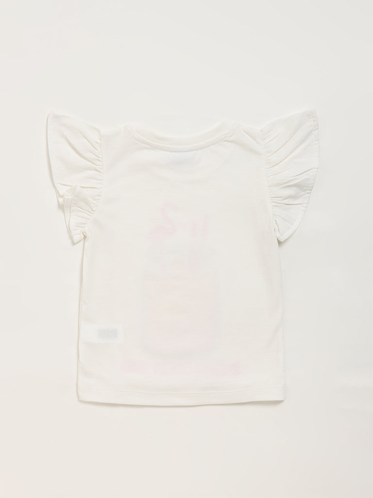 HOP Kids White Printed Top