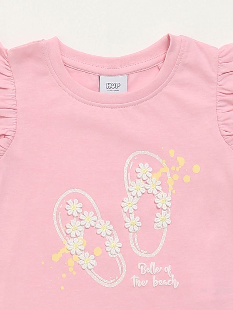 HOP Kids Pink Embellished Top