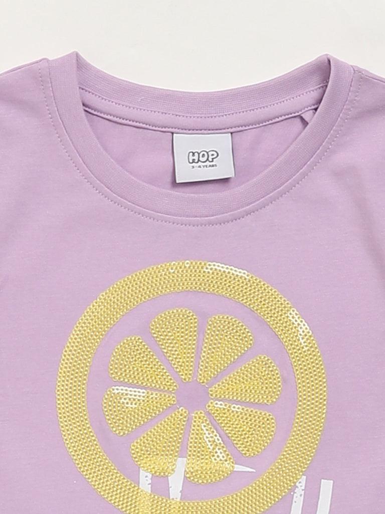 HOP Kids Lilac Embroidered T-Shirt