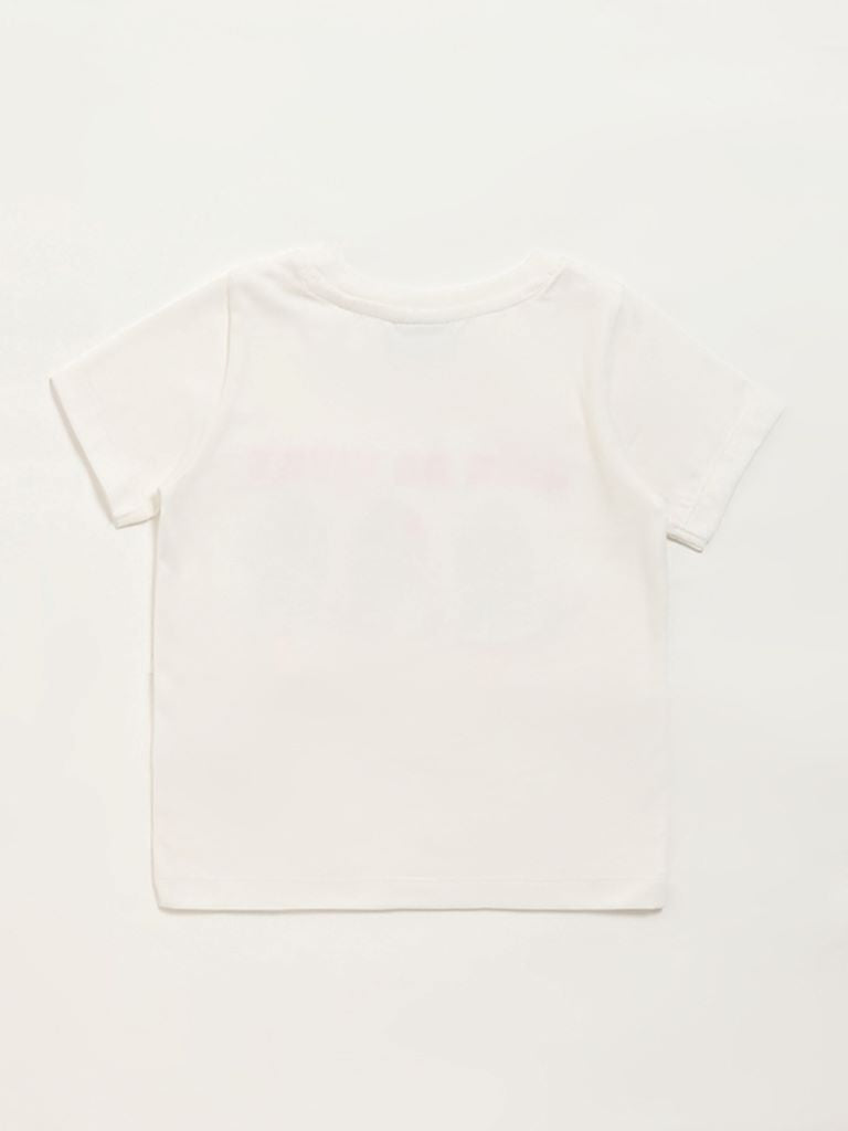 HOP Kids Off-White Embellished T-Shirt