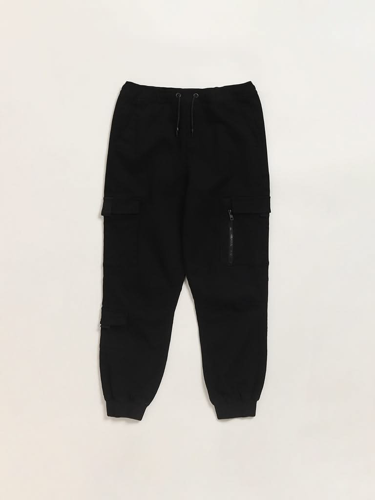 Y&F Kids Black Cargo Joggers