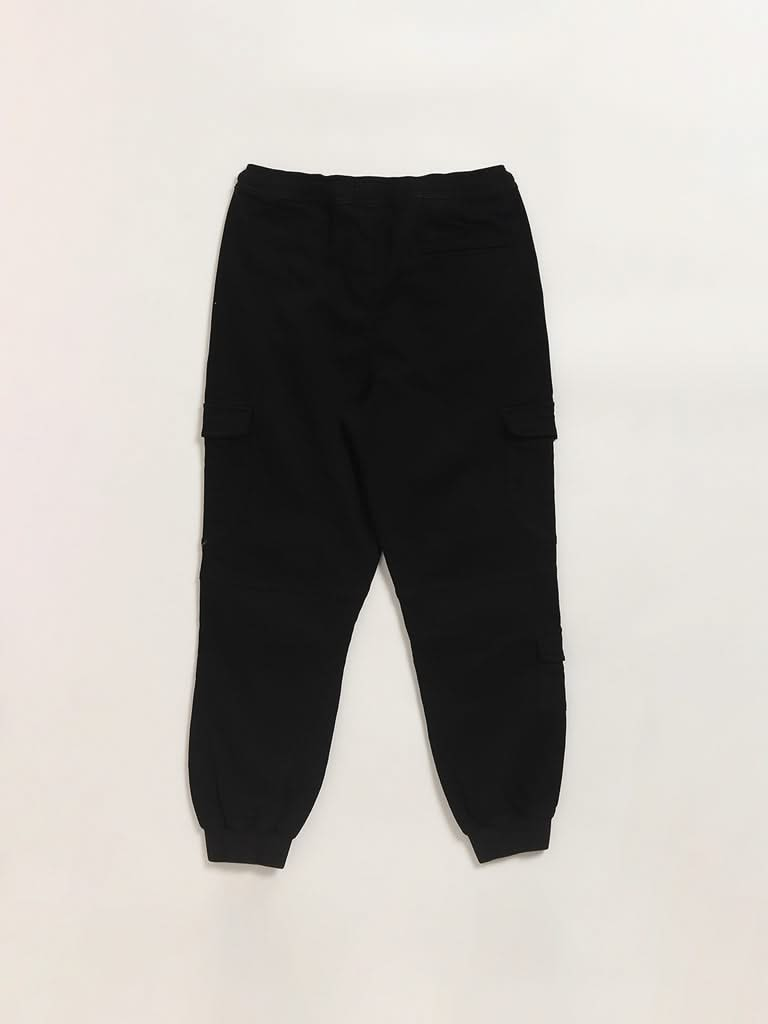 Y&F Kids Black Cargo Joggers