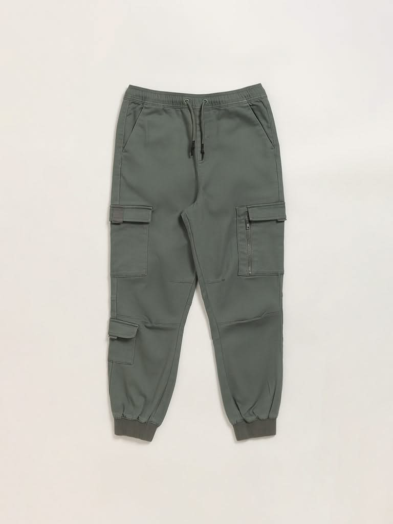 Y&F Kids Olive Cargo Joggers