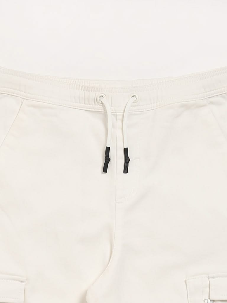 Y&F Kids White Cargo Joggers