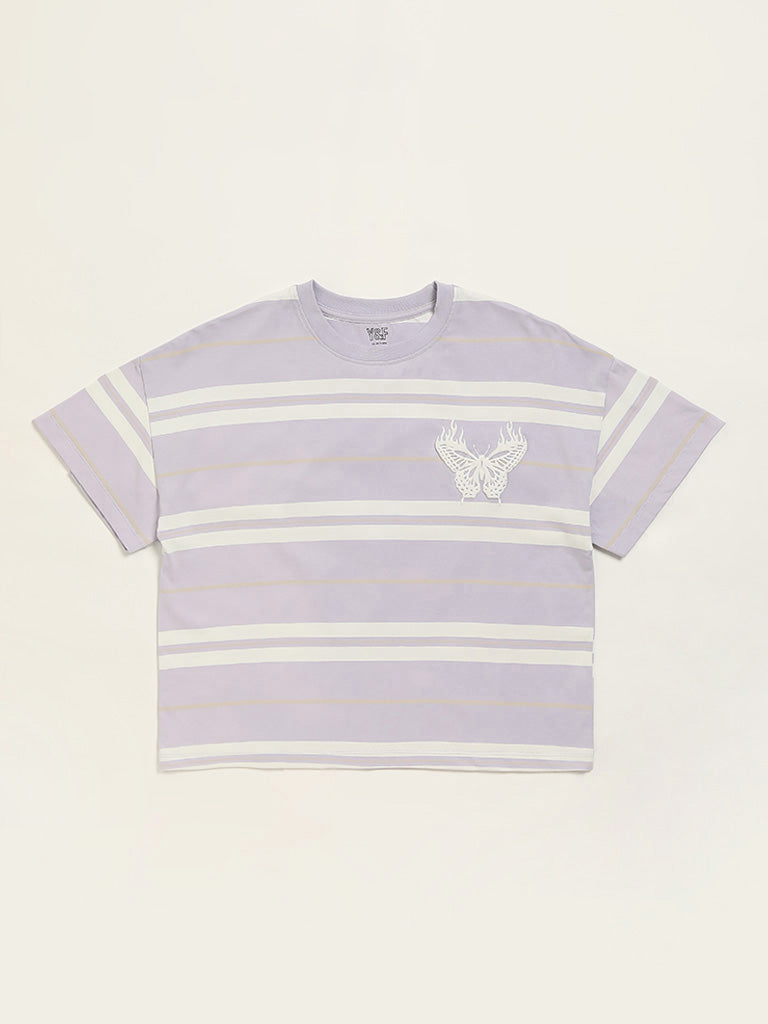 Y&F Kids Lilac Striped T-Shirt