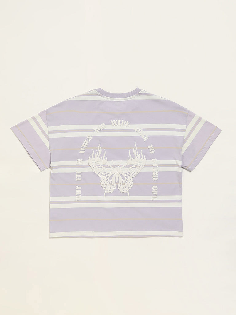 Y&F Kids Lilac Striped T-Shirt