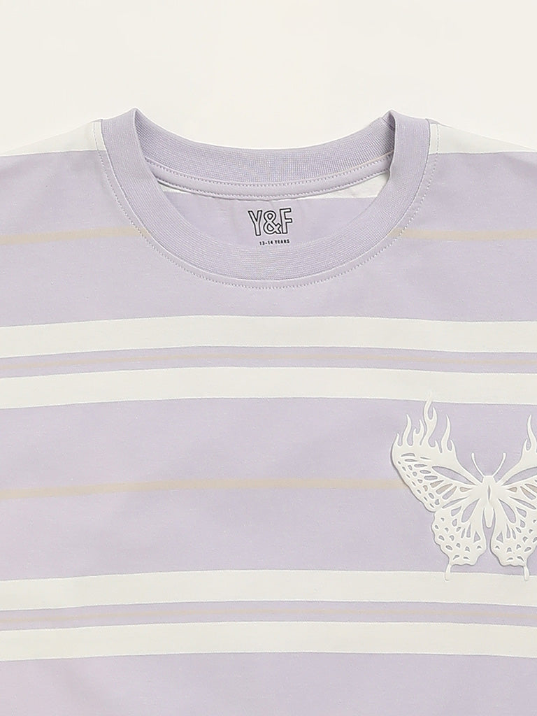 Y&F Kids Lilac Striped T-Shirt