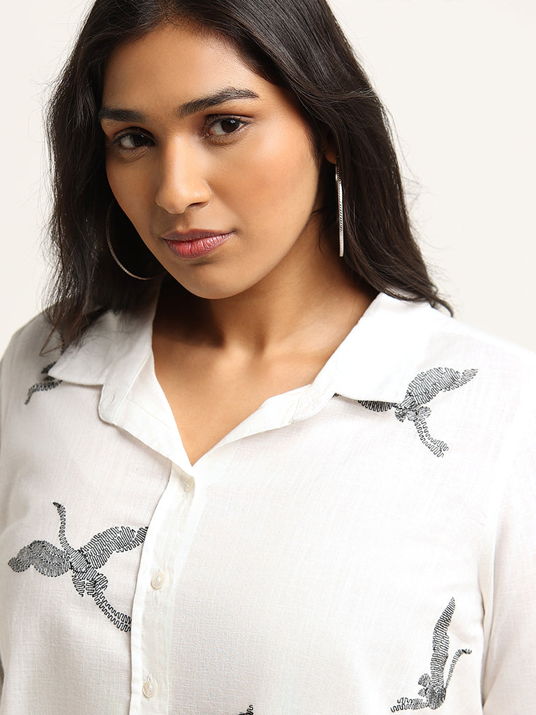 Diza White Embroidered Cotton Tunic