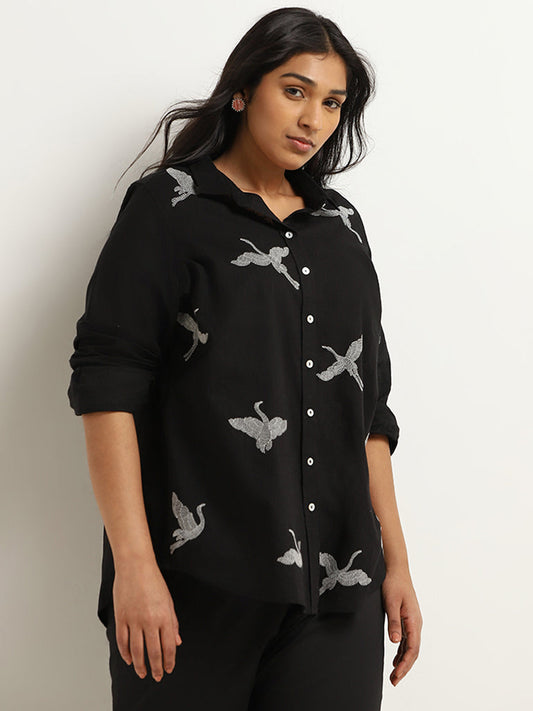 Diza Black Embroidered Cotton Tunic