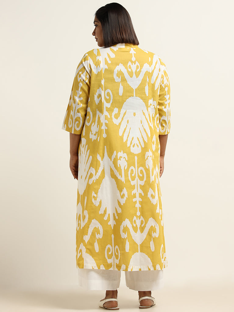 Diza Yellow Ikkat Cotton Kurta