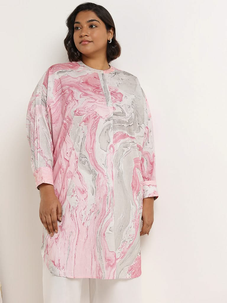 Diza Multicolor Marble-Print Kurta