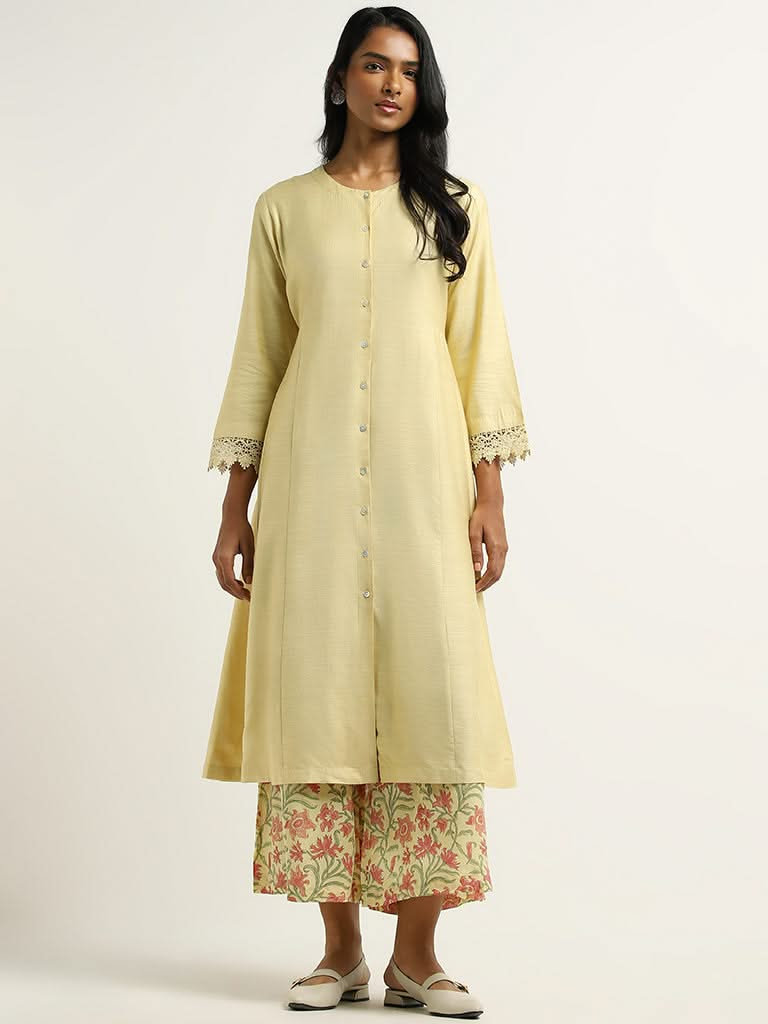 Zuba Yellow Buttondown Kurta