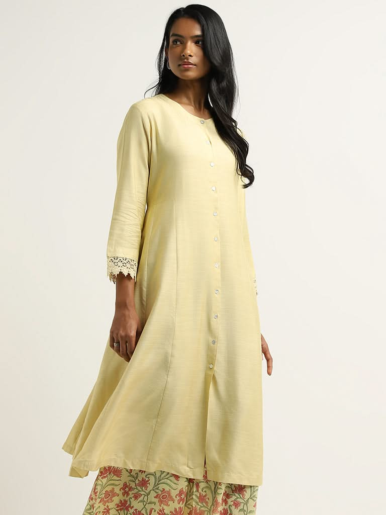 Zuba Yellow Buttondown Kurta