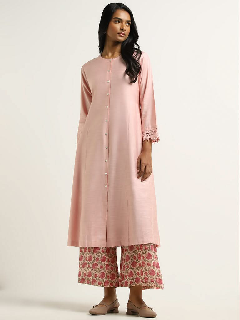 Zuba Pink Buttondown Kurta