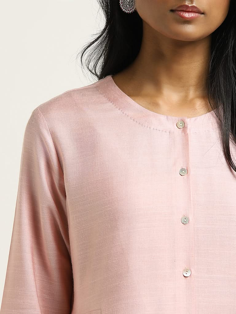 Zuba Pink Buttondown Kurta