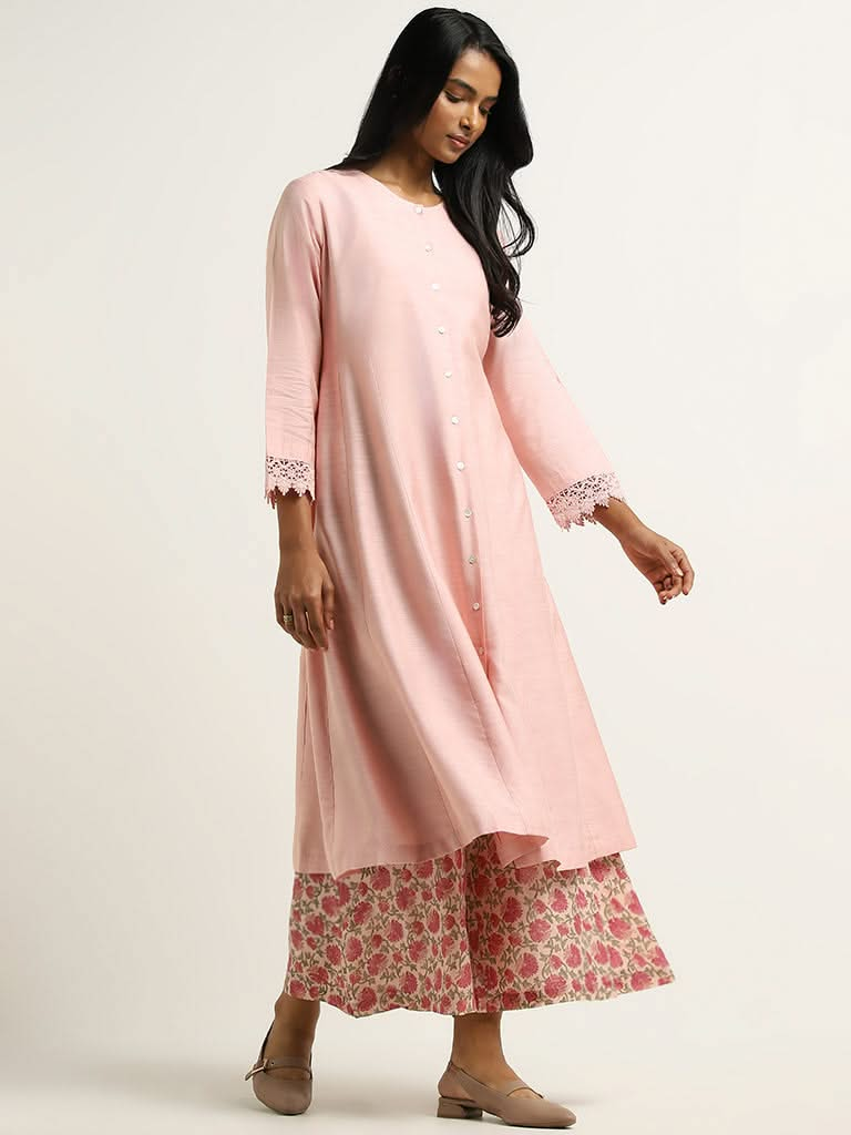 Zuba Pink Buttondown Kurta