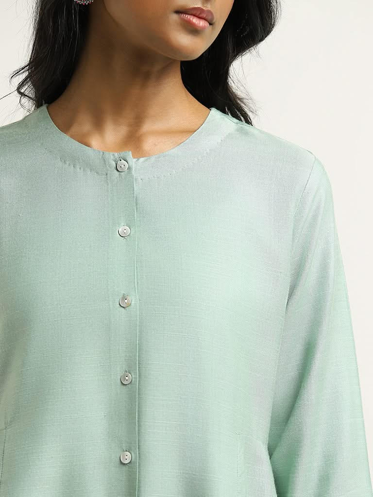 Zuba Teal Buttondown Kurta