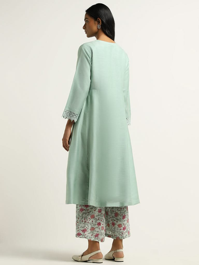 Zuba Teal Buttondown Kurta