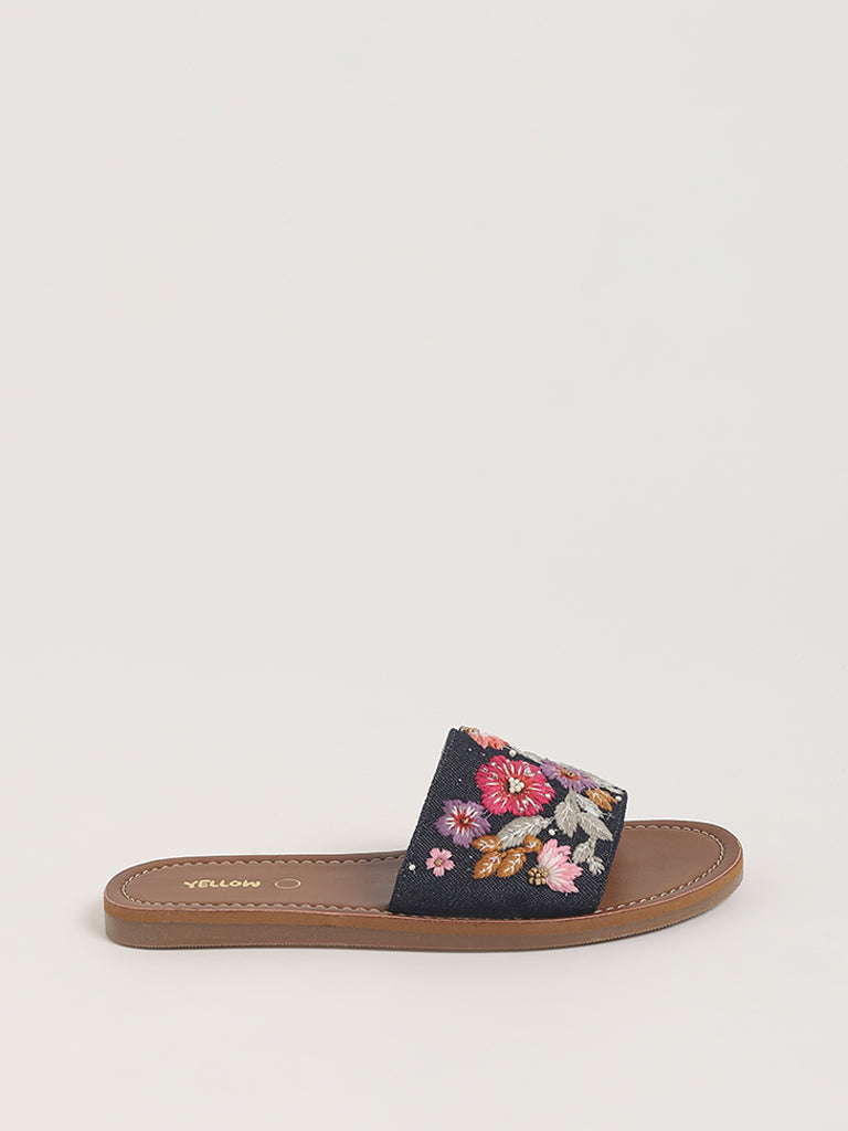 Yellow Navy Floral Sandals