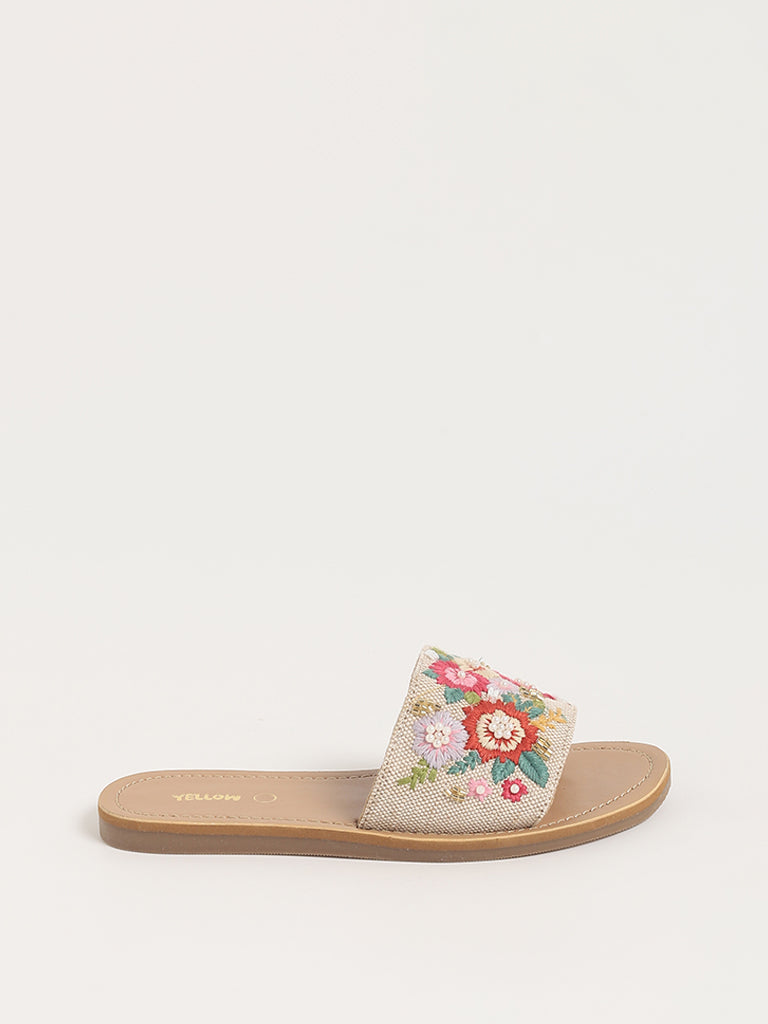 Yellow Multicolor Floral Sandals