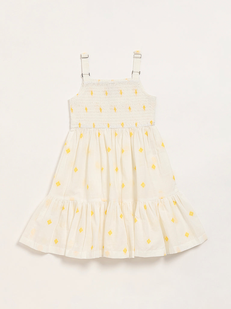 Utsa Kids Off-White Tiered Dress (2 - 8yrs)