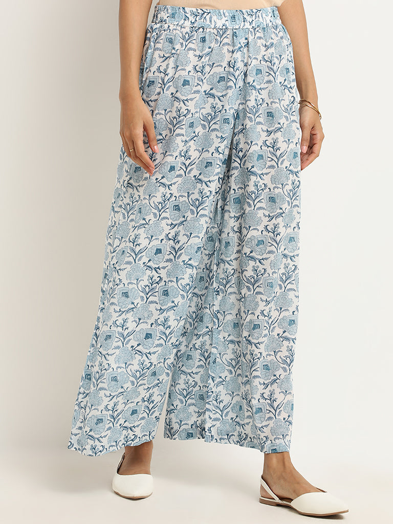 Zuba Blue Floral Palazzos