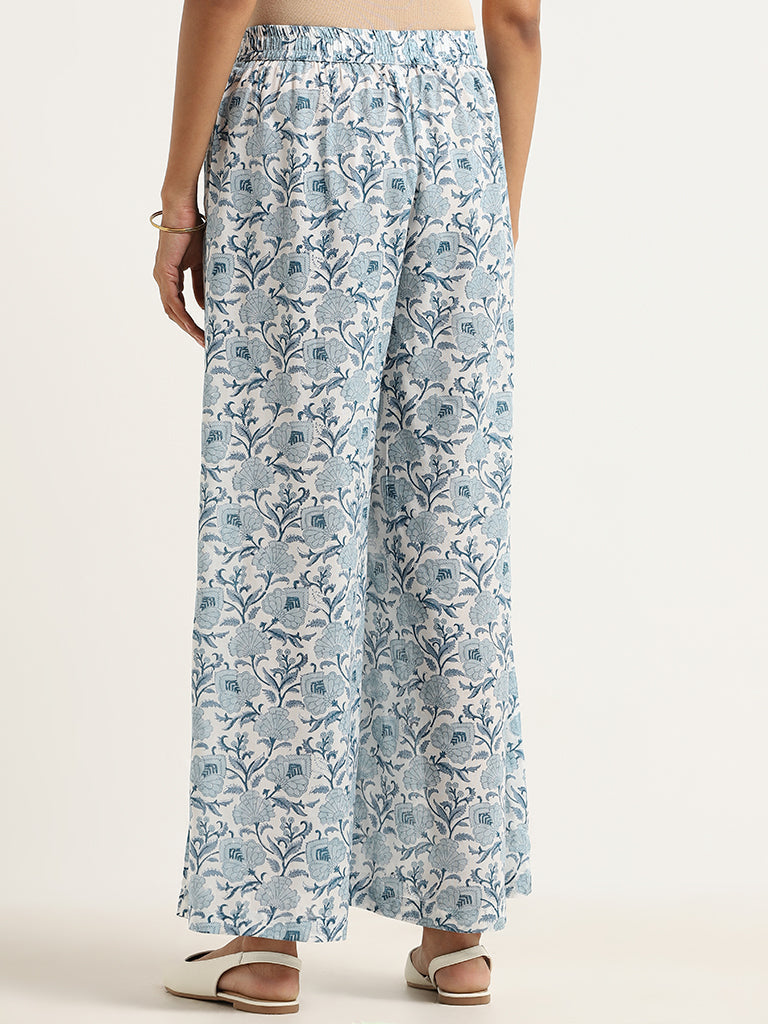 Zuba Blue Floral Palazzos