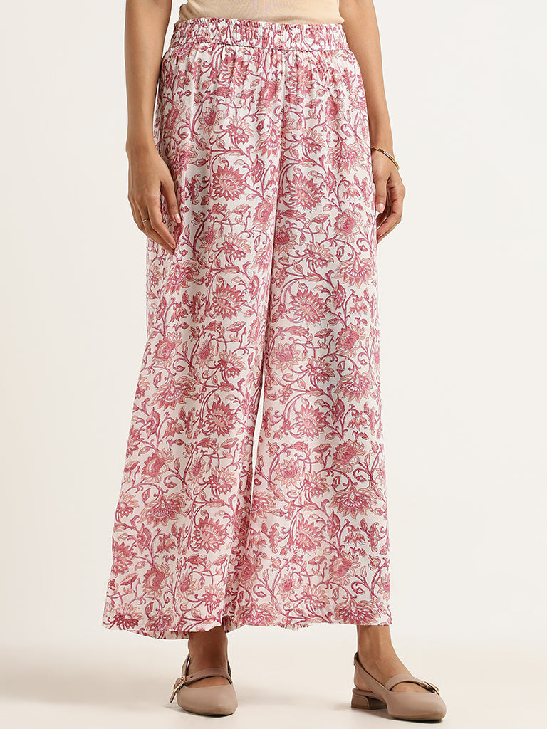 Zuba Pink Floral Palazzos