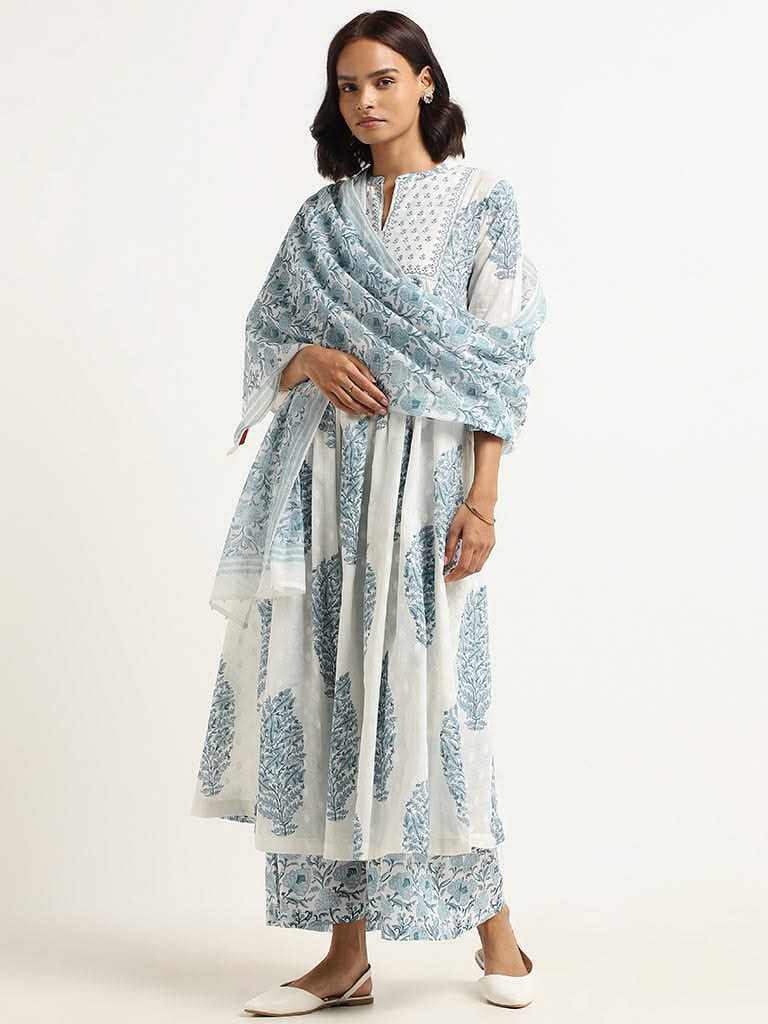 Zuba Blue Floral Kurta