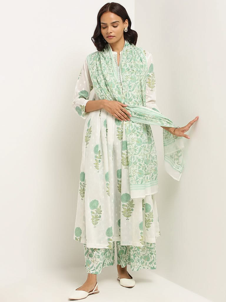 Zuba Green Floral Kurta