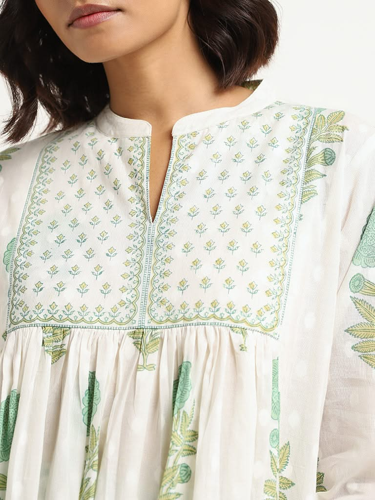 Zuba Green Floral Kurta