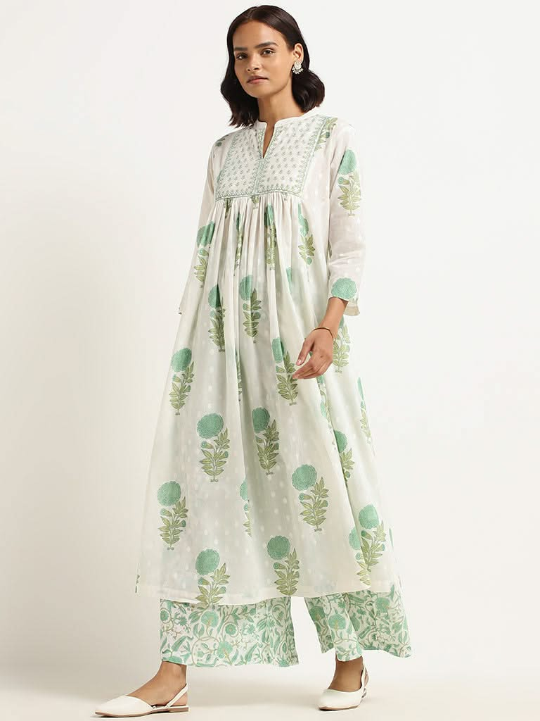 Zuba Green Floral Kurta