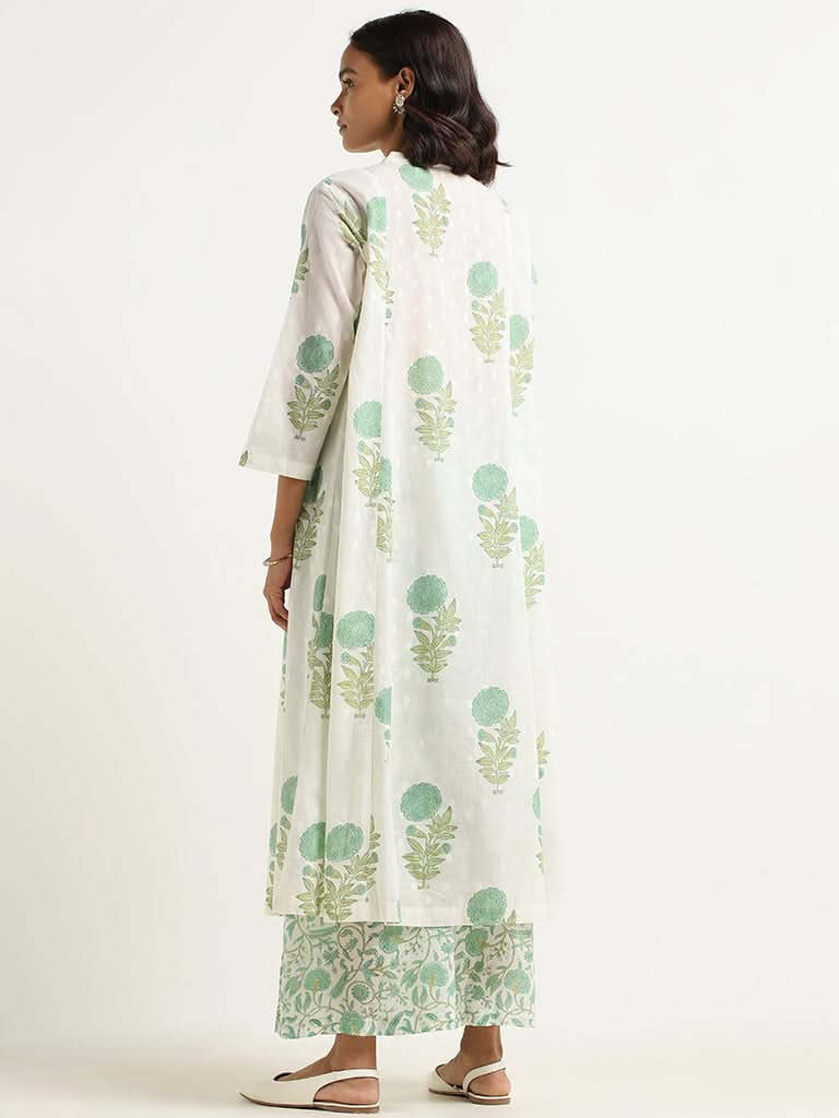 Zuba Green Floral Kurta