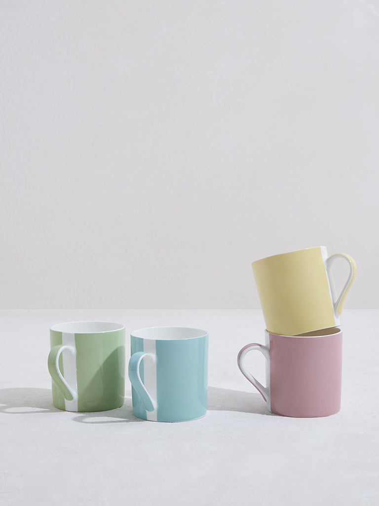 Westside Home Multicolour Striped Design Mugs - (Set of 4)