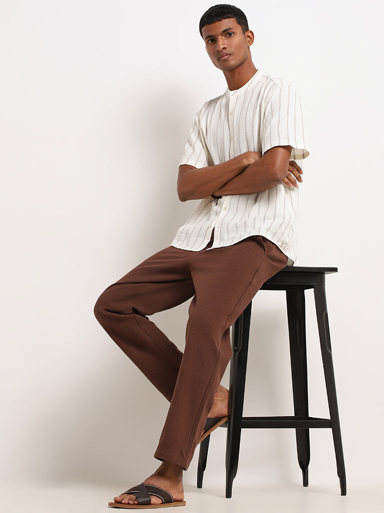 ETA Brown Cotton Resort Fit Chinos